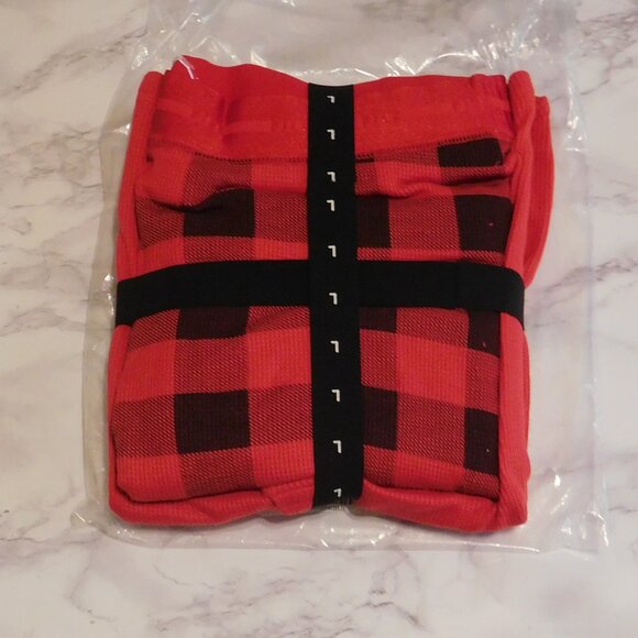 NWT 2pc Pink Victoria's Secret Red Plaid Thermal Pajamas sz Medium or Large - Picture 2 of 3